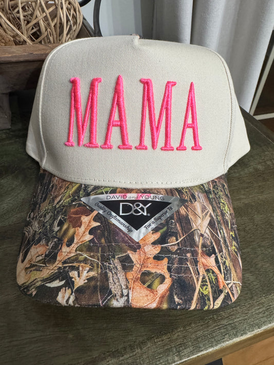 Camo Mama hat with puff